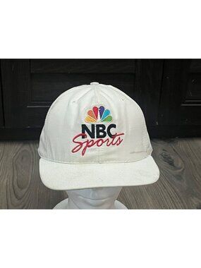Vintage NBC Sport Snap Back Hat Made in USA 80s 90s White Wear The Professional